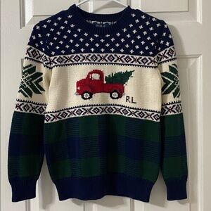 NWT Polo Ralph Lauren unisex truck-intarsia cotton long sleeve crew neck sweater